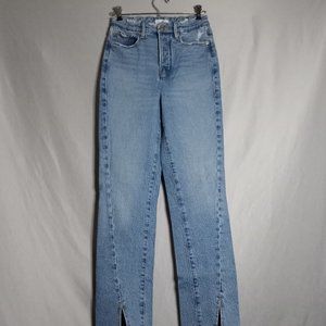 Good American Women's Button Fly Skinny Leg Split Hem Distress Waist Jeans 0/25